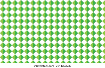 Seamless geometric pattern with alternating green and white diamond shapes. A clean, repeating tile design perfect for backgrounds, textiles, packaging, or decorative visual elements.