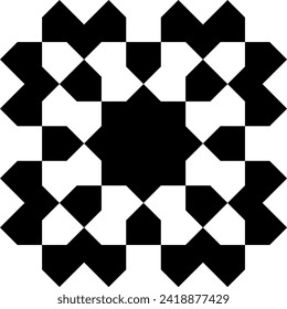 Seamless geometric pattern in arabic style Zellij in black and white