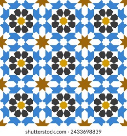 Seamless geometric pattern in arabic style Zellij 