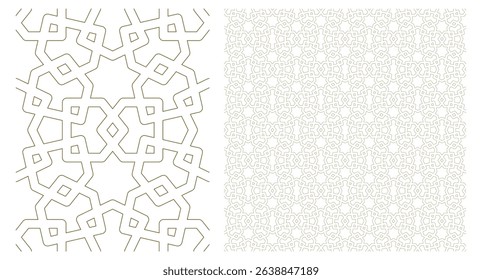 Seamless geometric pattern in arabic style Zellij Rounded corners Contoured lines
