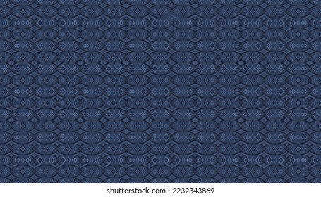 Seamless geometric pattern with arrangement of star border line in dark and light blue on indigo blue background. Vector illustration. For masculine cloth textile shirts cover wrapping wallpaper decor