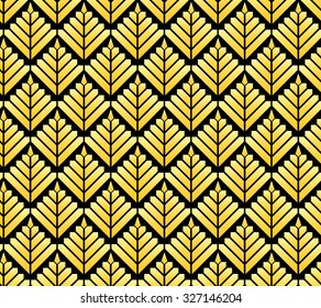 Seamless geometric pattern in art deco style. Golden ornaments on a black background.