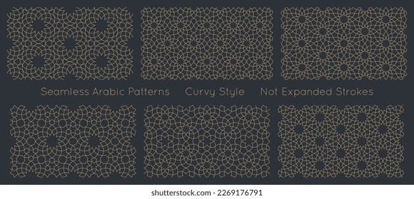 Seamless geometric pattern in authentic arabian style. Not expanded strokes. Vector illustrations set