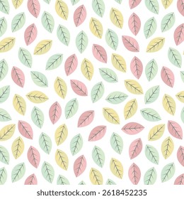 Seamless geometric pattern of autumn leaves and twigs. Vector
