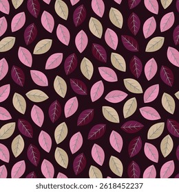 Seamless geometric pattern of autumn leaves and twigs. Vector
