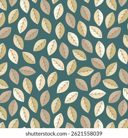 Seamless geometric pattern of autumn leaves and twigs. Vector
