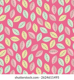 Seamless geometric pattern of autumn leaves and twigs. Vector
