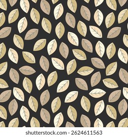 Seamless geometric pattern of autumn leaves and twigs. Vector
