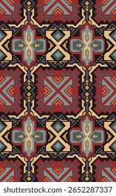 Seamless geometric pattern, Aztec, red carpet background