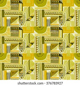 Seamless geometric pattern in aztec style. Tribal ethnic vector texture.