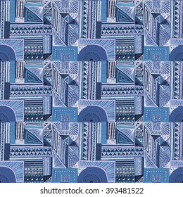 Seamless geometric pattern in aztec style. Tribal ethnic vector texture. Figure tribal embroidery. Indian, Mexican, folk pattern.