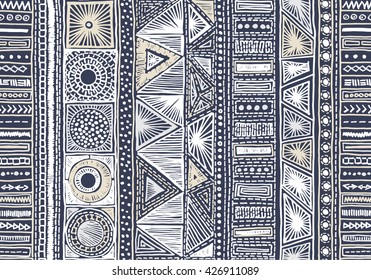 Seamless geometric pattern in aztec style. Tribal ethnic vector texture. Figure tribal embroidery. Indian, Mexican, folk pattern.