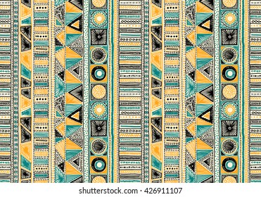 Seamless geometric pattern in aztec style. Tribal ethnic vector texture. Figure tribal embroidery. Indian, Mexican, folk pattern.