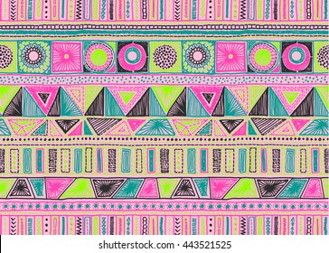 Seamless geometric pattern in Aztec style. Tribal ethnic vector texture. Figure tribal embroidery. Indian, Mexican, folk pattern.