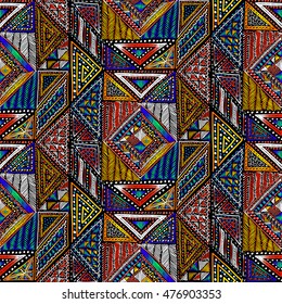 Seamless geometric pattern in aztec style. Tribal ethnic vector texture. Figure tribal embroidery. Indian, Mexican, folk pattern.