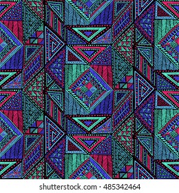 Seamless geometric pattern in aztec style. Tribal ethnic vector texture. Figure tribal embroidery. Indian, Mexican, folk pattern.