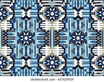 Seamless geometric pattern in aztec style. Tribal ethnic vector texture. Figure tribal embroidery. Indian, Mexican, folk pattern.