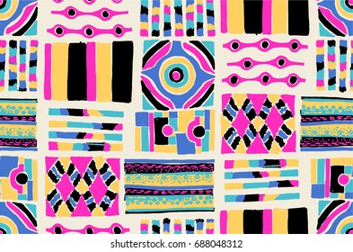 Seamless geometric pattern in Aztec style. Tribal ethnic vector texture. African drawing markers. Figure tribal embroidery. Indian, Mexican, folk pattern. 