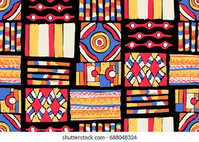 Seamless geometric pattern in Aztec style. Tribal ethnic vector texture. African drawing markers. Figure tribal embroidery. Indian, Mexican, folk pattern. 