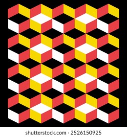 Seamless Geometric Pattern Background in red white and yellow colors