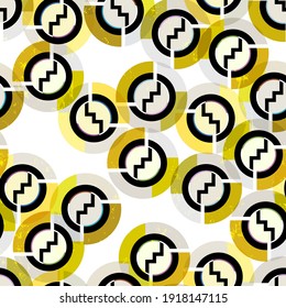 seamless geometric pattern background, retro, vintage style, with circles, stripes, paint strokes and splashes