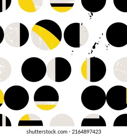 seamless geometric pattern background, retro style, with circles, paint strokes and splashes