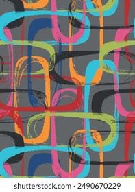 seamless geometric pattern background, retro, vintage style, with circles, paint strokes and splashes
