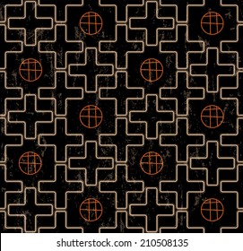 seamless geometric pattern background, with squares/ornament and circles
