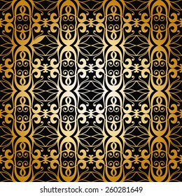 Seamless geometric pattern. background. Vector repeating texture with hand drawn ornament. Stylish geometric background. Gold and black