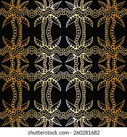 Seamless geometric pattern. background. Vector repeating texture with hand drawn ornament. Stylish geometric background. Gold and black