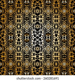Seamless geometric pattern. background. Vector repeating texture with hand drawn ornament. Stylish geometric background. Gold and black