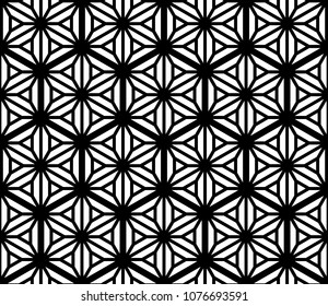 Seamless geometric pattern based on traditional Japanese Kumiko patterns .Grid of hexagons of large thickness.