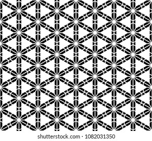 Seamless geometric pattern based on Kumiko ornament of trapezoids.