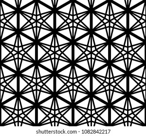 Seamless geometric pattern based on traditional Japanese Kumiko patterns .Grid of hexagons of large thickness.