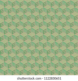 seamless geometric pattern based on hexagons in green shades