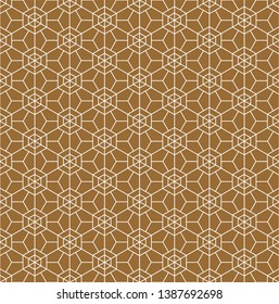 Seamless geometric pattern based on Japanese ornament Kumiko.Gold background color.White pattern layer.