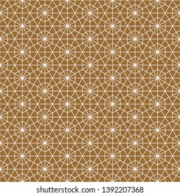 Seamless geometric pattern based on Japanese ornament Kumiko.Gold background color.White pattern layer.