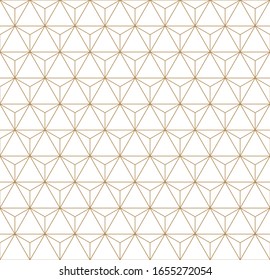 Seamless geometric pattern based on japanese style Kumiko.Gold lines.For design template,textile,fabric,wrapping paper,laser cutting and engraving.Fine lines.