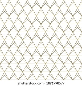 Seamless geometric pattern based on japanese style Kumiko.Gold lines.For design template,textile,fabric,wrapping paper,laser cutting and engraving.Fine lines.