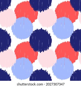 Seamless geometric pattern, based on ikat fabric style. Vector illustration. Carpet rug texture vector blue colorful