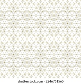 Seamless geometric pattern based on japanese style Kumiko.Gold lines.For design template,textile,fabric,wrapping paper,laser cutting and engraving.