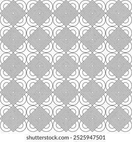 Seamless geometric pattern based on traditional art. Black and white background.Great design for fabric, textiles, covers, wrapping paper, and background.Fine lines.