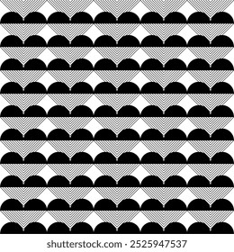 Seamless geometric pattern based on traditional art. Black and white background.Great design for fabric, textiles, covers, wrapping paper, and background.Fine lines.