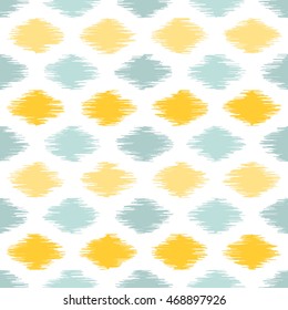 Seamless geometric pattern, based on ikat fabric style. Vector illustration.