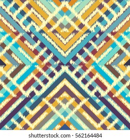 Seamless geometric pattern, based on ikat fabric style.