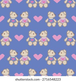 Un patrón geométrico sin fisuras de osos y corazones, diseñado para el Fondo de pantalla, los fondos, la decoración, la tela y la ropa.