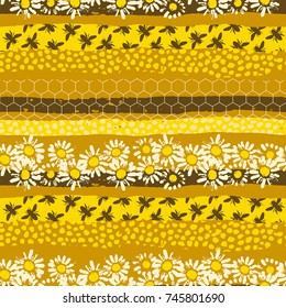 Seamless geometric pattern with bee. Trendy hand drawn textures. Modern abstract honey design for paper, fabric, interior decor and other users.