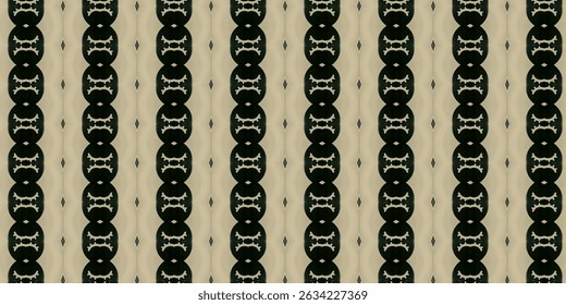 Nahtloses geometrisches Muster mit abstrakter Symmetrie in Beige und Schwarz