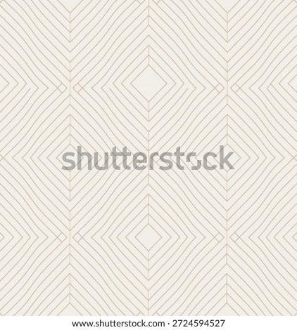 Seamless geometric pattern of beige lines forming diamonds and chevrons a cream background