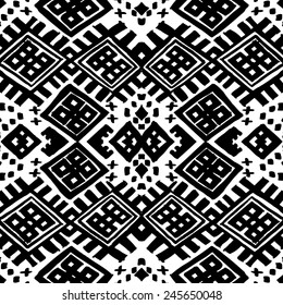 Seamless geometric pattern in belorussian style. Tribal ethnic texture. Vector illustration hand drawn.